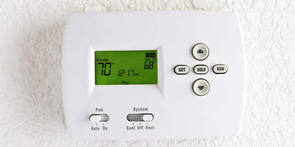 Programmable thermostat set to 70 degrees